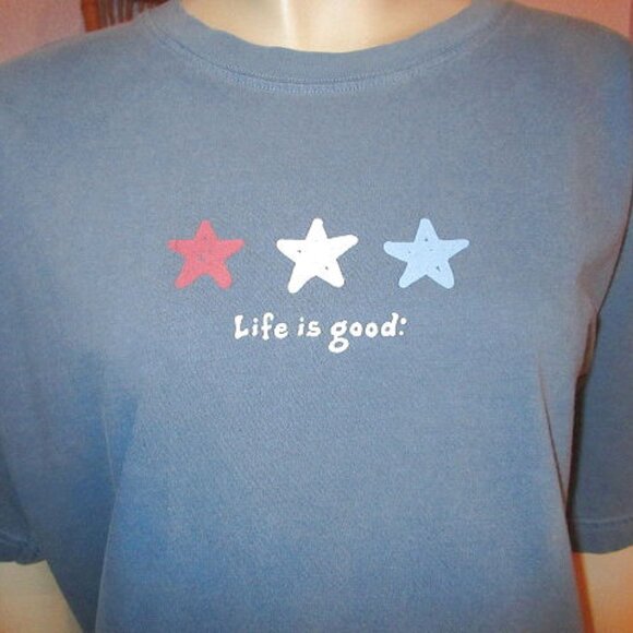 Life Is Good Crusher T-Shirt Size L Graphic Short Sleeves 3 Stars Patriotic NWT - Picture 2 of 10